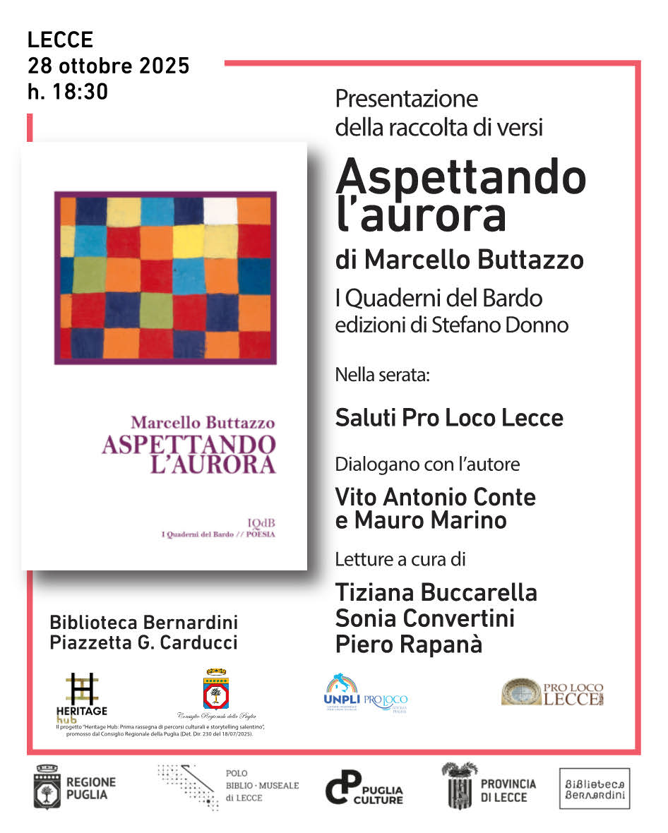 Presentazione della raccolta di versi “Aspettando l’aurora” di Marcello Buttazzo
