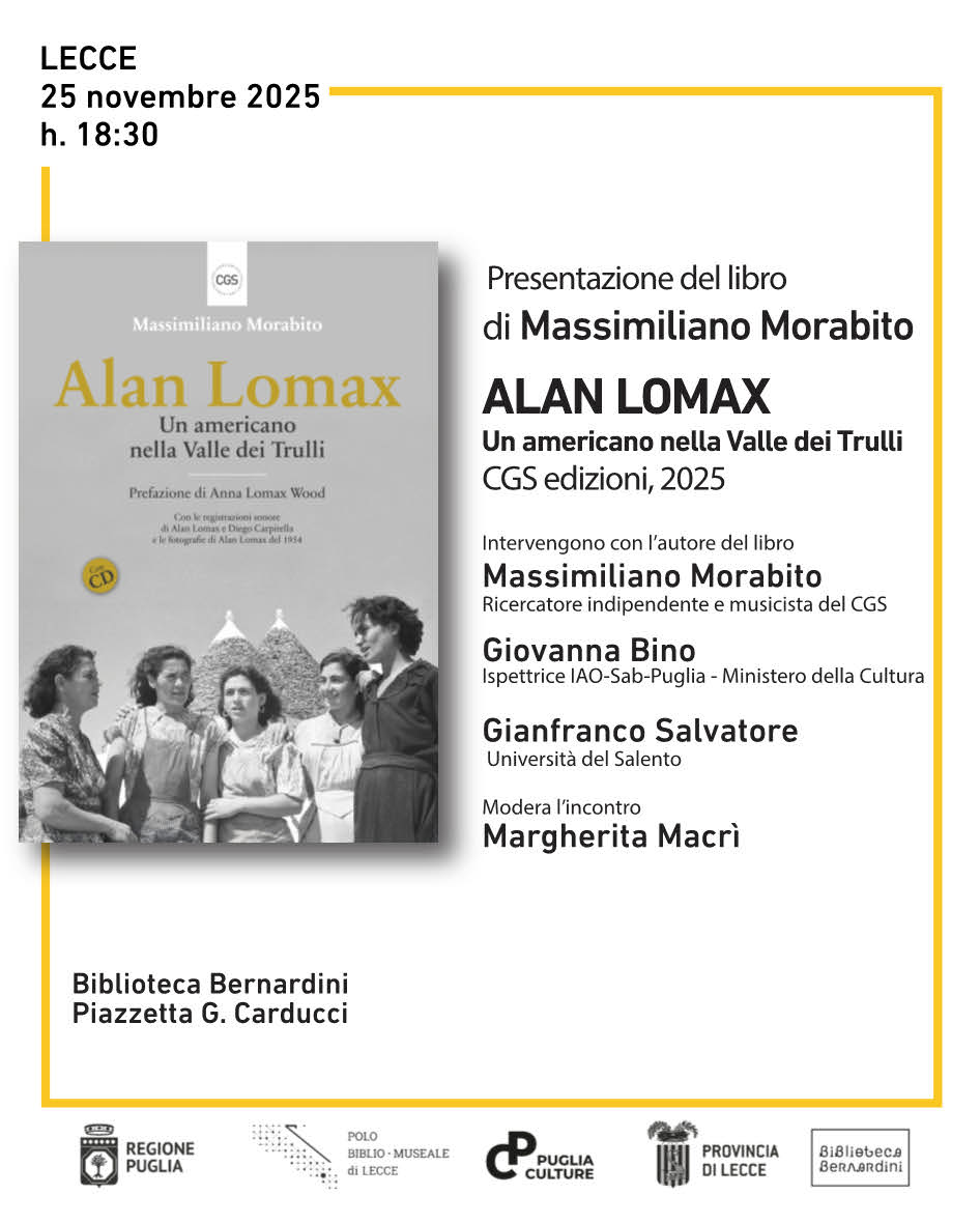Presentazione del libro “Alan Lomax, un americano nella Valle dei Trulli”