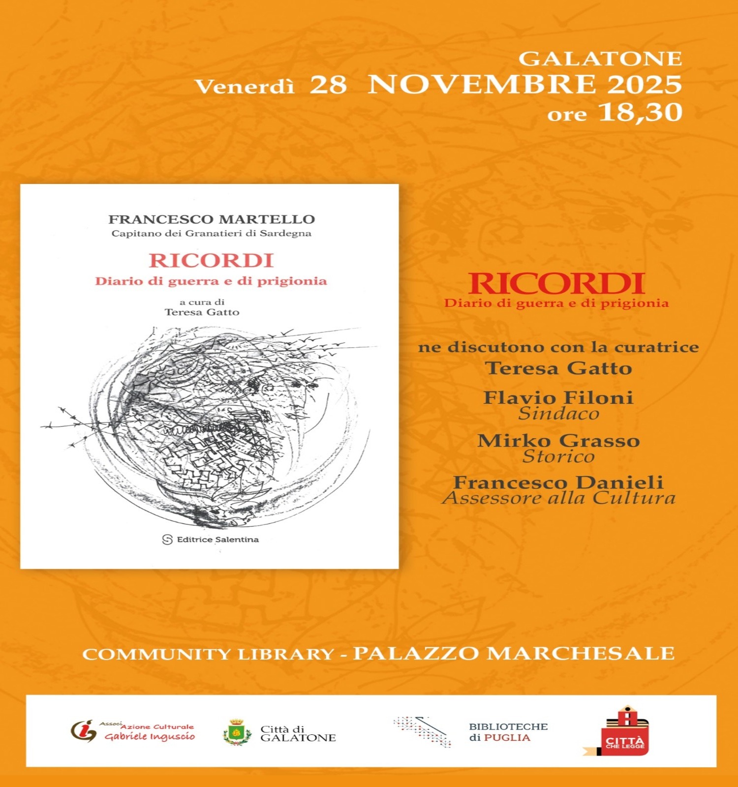 Presentazione libro &ldquo;Francesco Martello. Capitano dei Granatieri di Sardegna. Ricordi.."