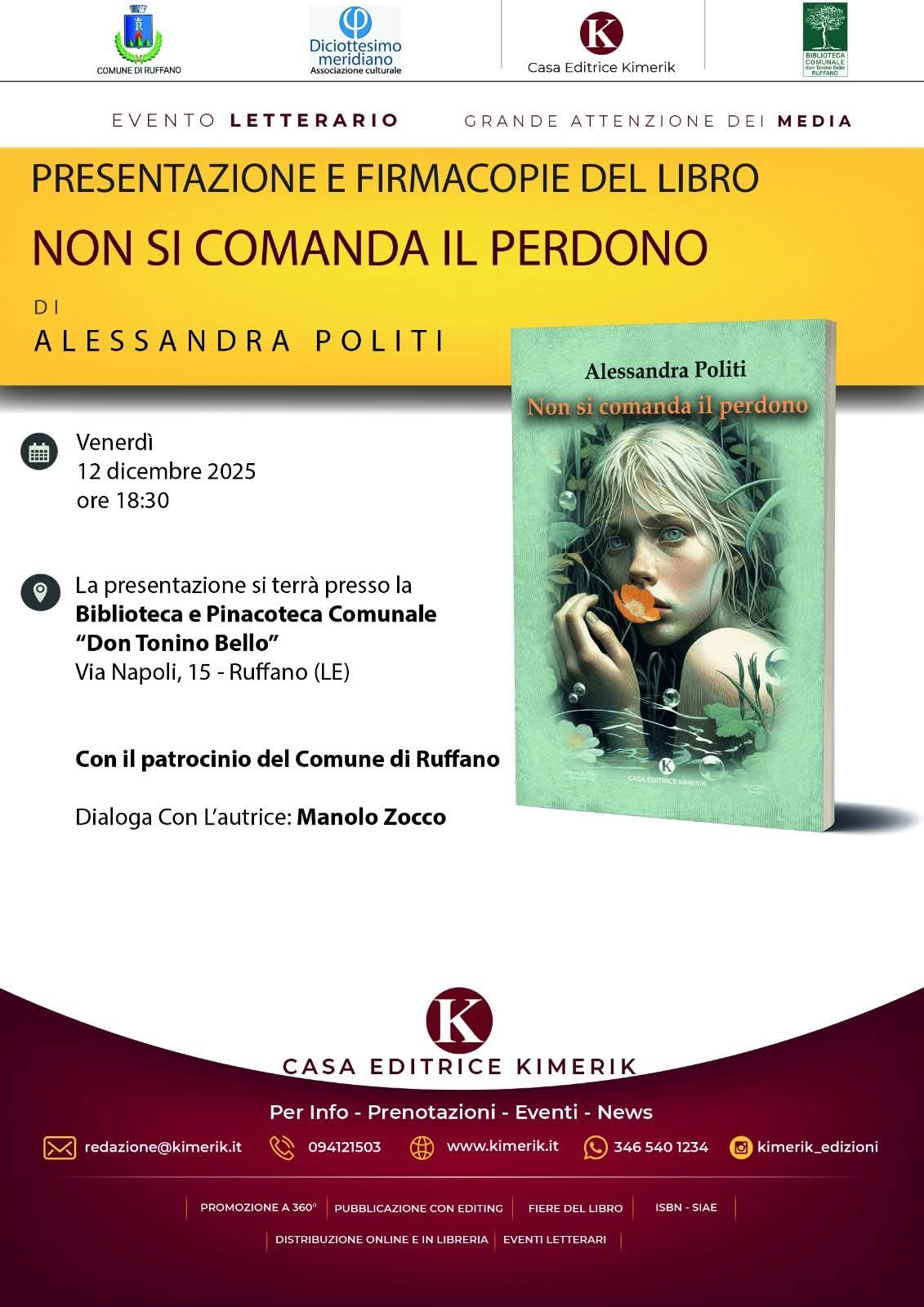 Presentazione del libro “Non si comanda il perdono” di Alessandra Politi