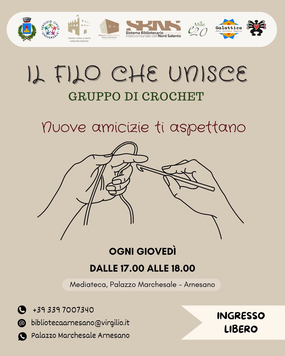 In biblioteca nasce il Gruppo di Crochet!
