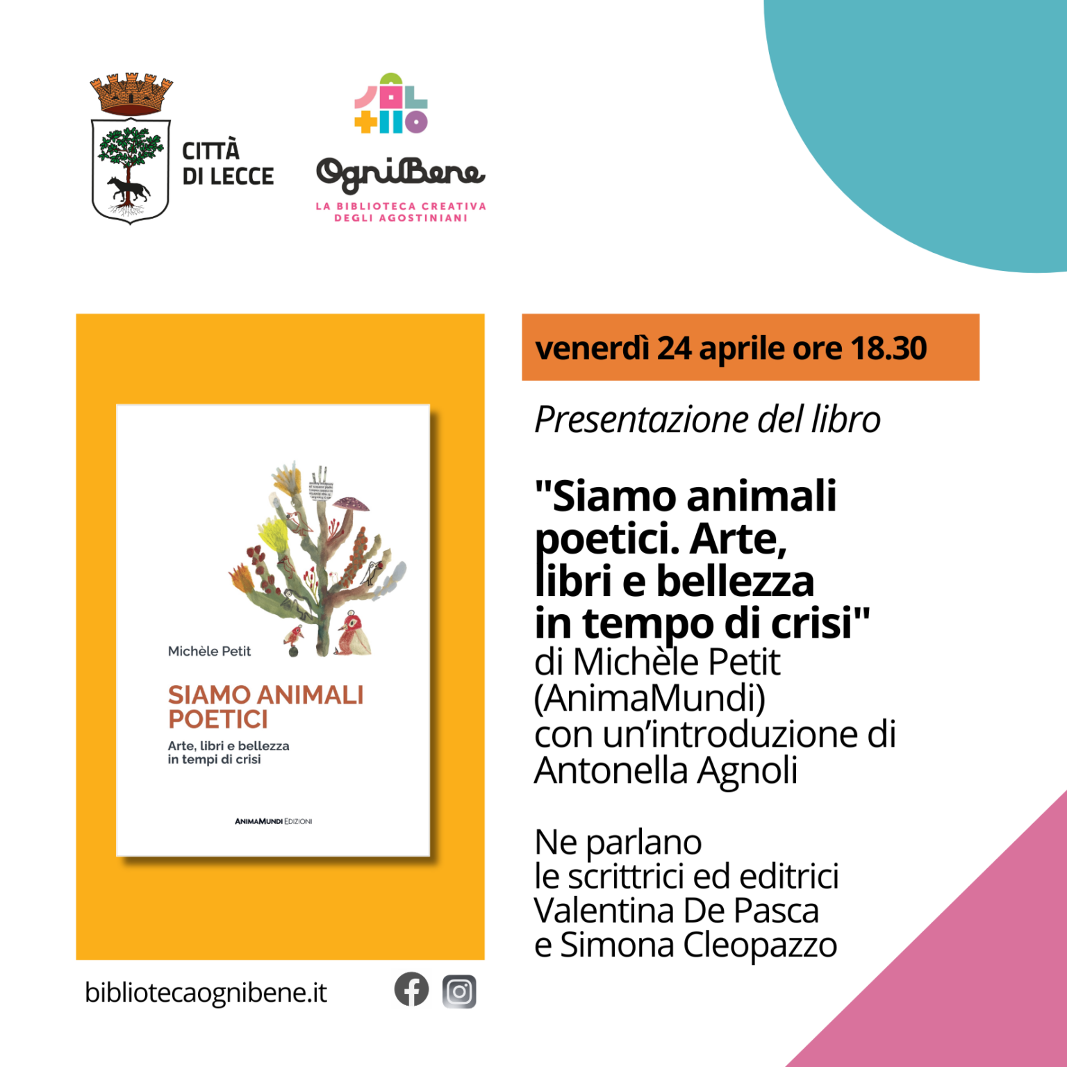 Presentazione del libro &ldquo;Siamo animali poetici&rdquo; di Mich&egrave;le Petit (AnimaMundi)