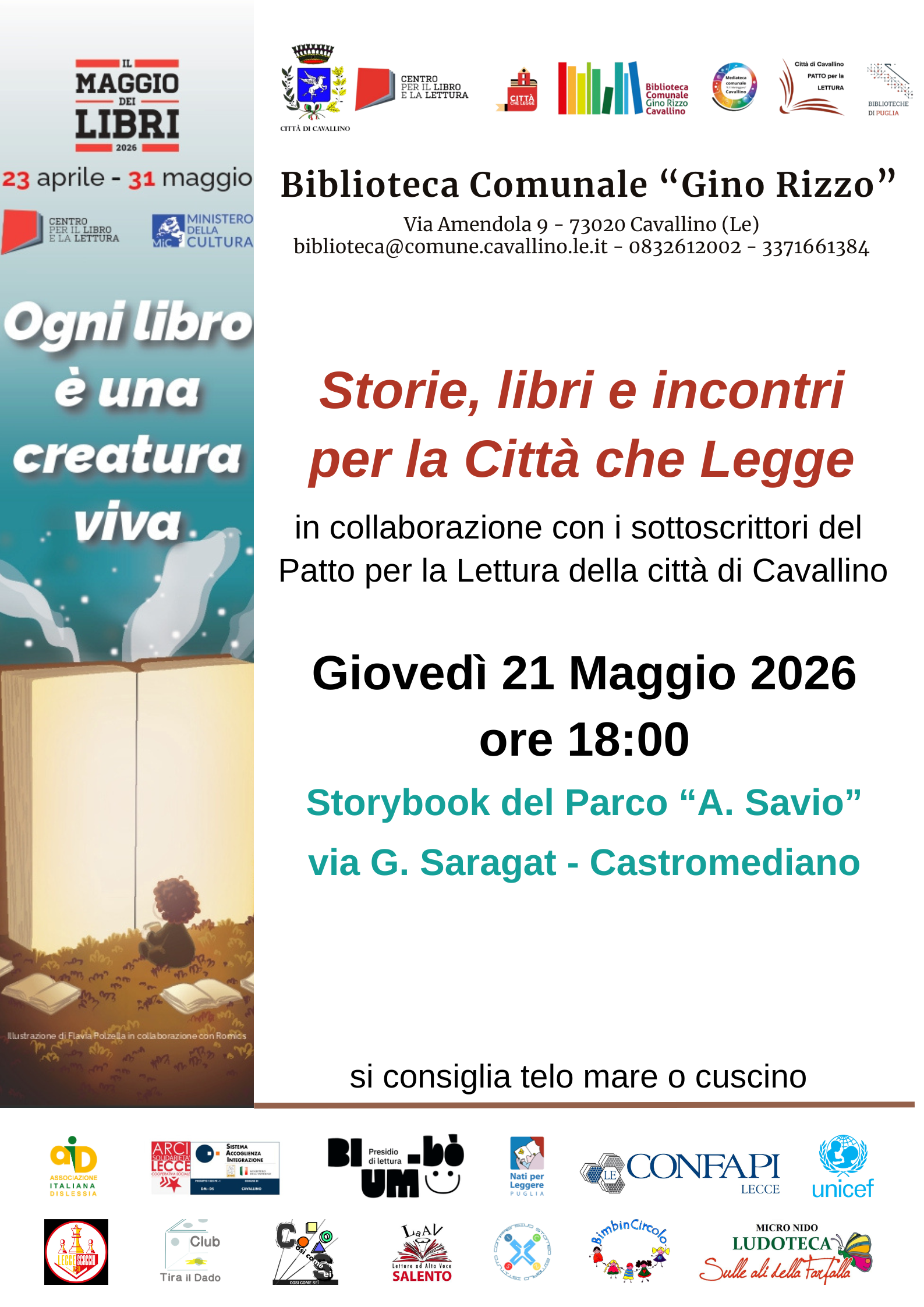 &ldquo;Storie, libri e incontri per la Citt&agrave; che Legge&rdquo;