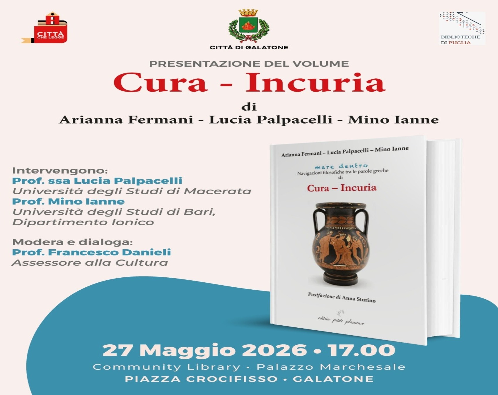 Presentazione del libro &ldquo;Mare dentro. Navigazioni filosofiche tra parole greche di Cura - Incuria"