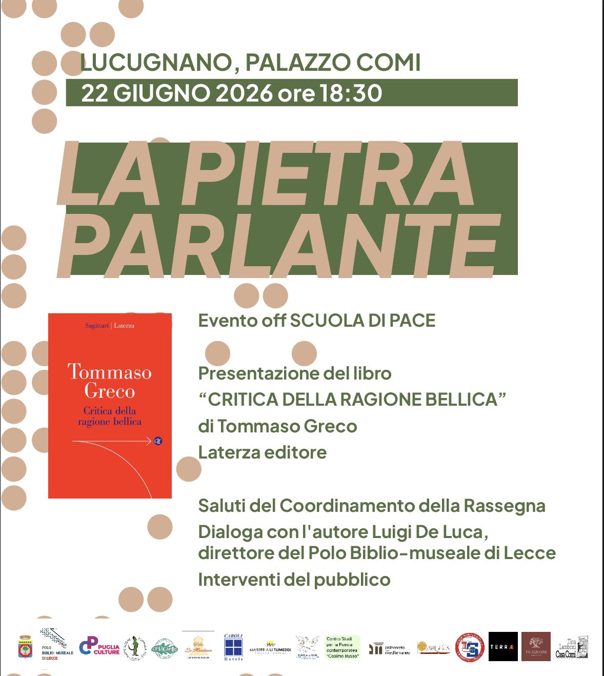 Presentazione del libro "Critica della ragione bellica" di Tommaso Greco