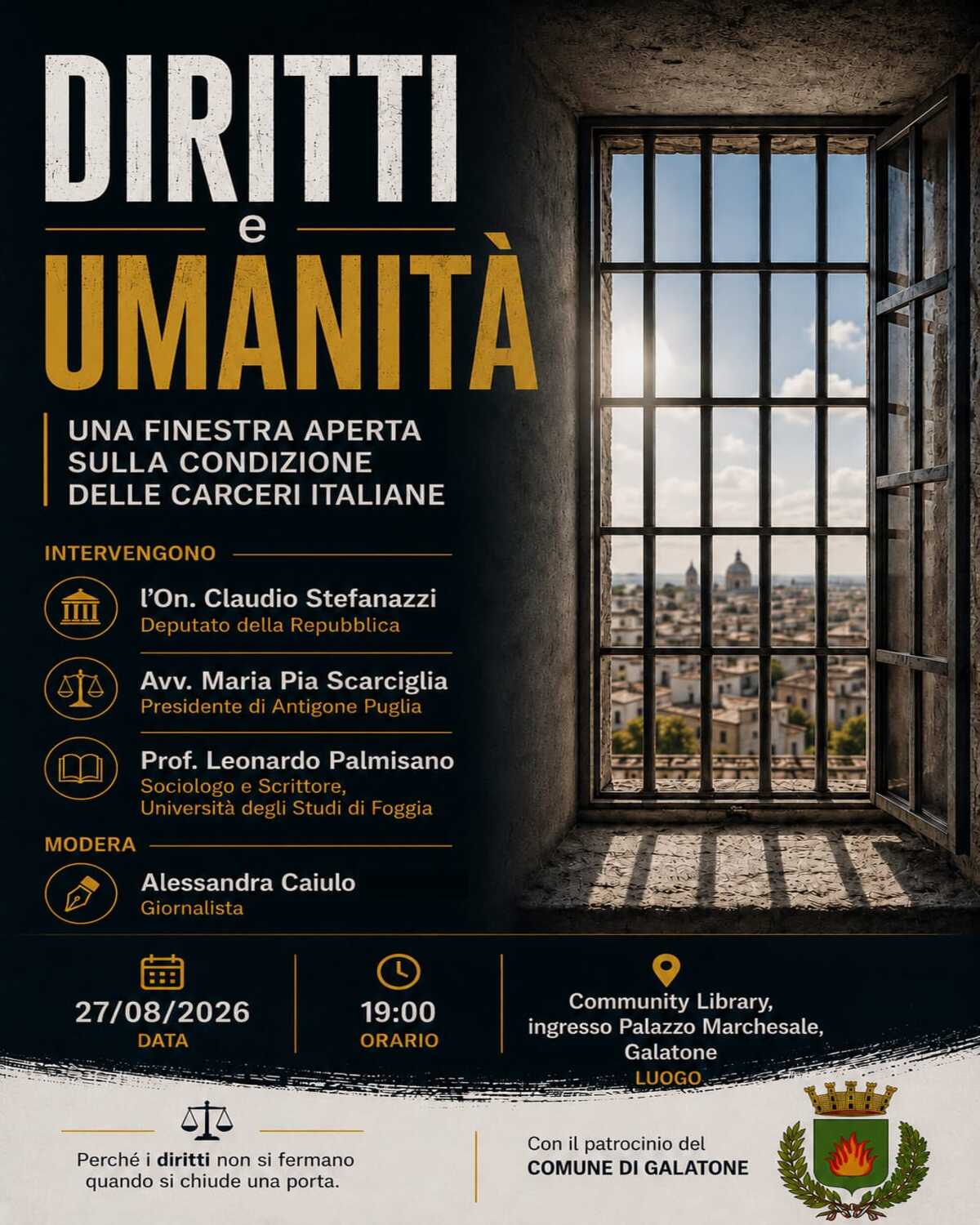 Diritti e umanit&agrave;. Una Finestra aperta sulla condizione delle carceri italiane.