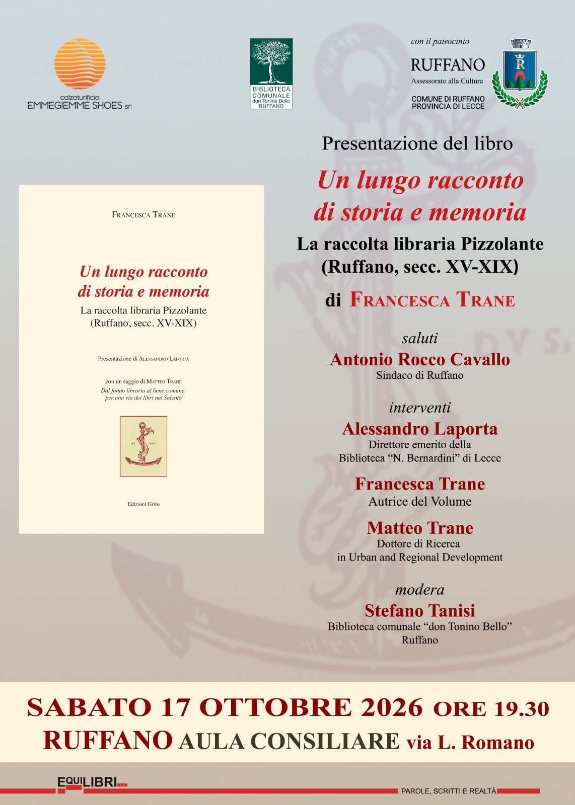 PRESENTAZIONE DEL LIBRO "Un lungo racconto di storia e memoria. La raccolta libraria Pizzolante"
